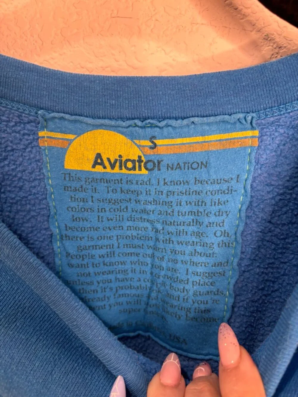 Aviator Nation Rugby Embroidered Stitch Sweatshirt Size Small Rare - Picture 3 of 4